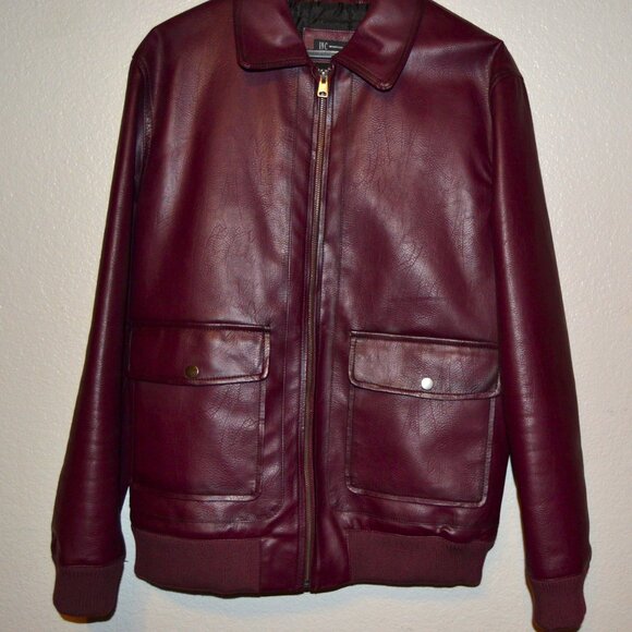INTERNATIONAL CONCEPT (INC) MEN'S QUILTED LINNING LEATHER JACKET- MAROON $89 - Picture 14 of 14